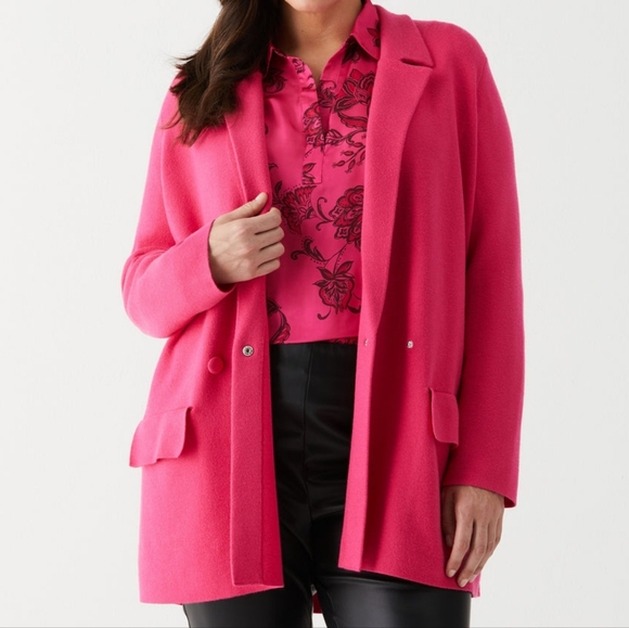 ELLA RAFAELLA Plus Size Relaxed Sweater Blazer Hot pink, 1X - Picture 1 of 8